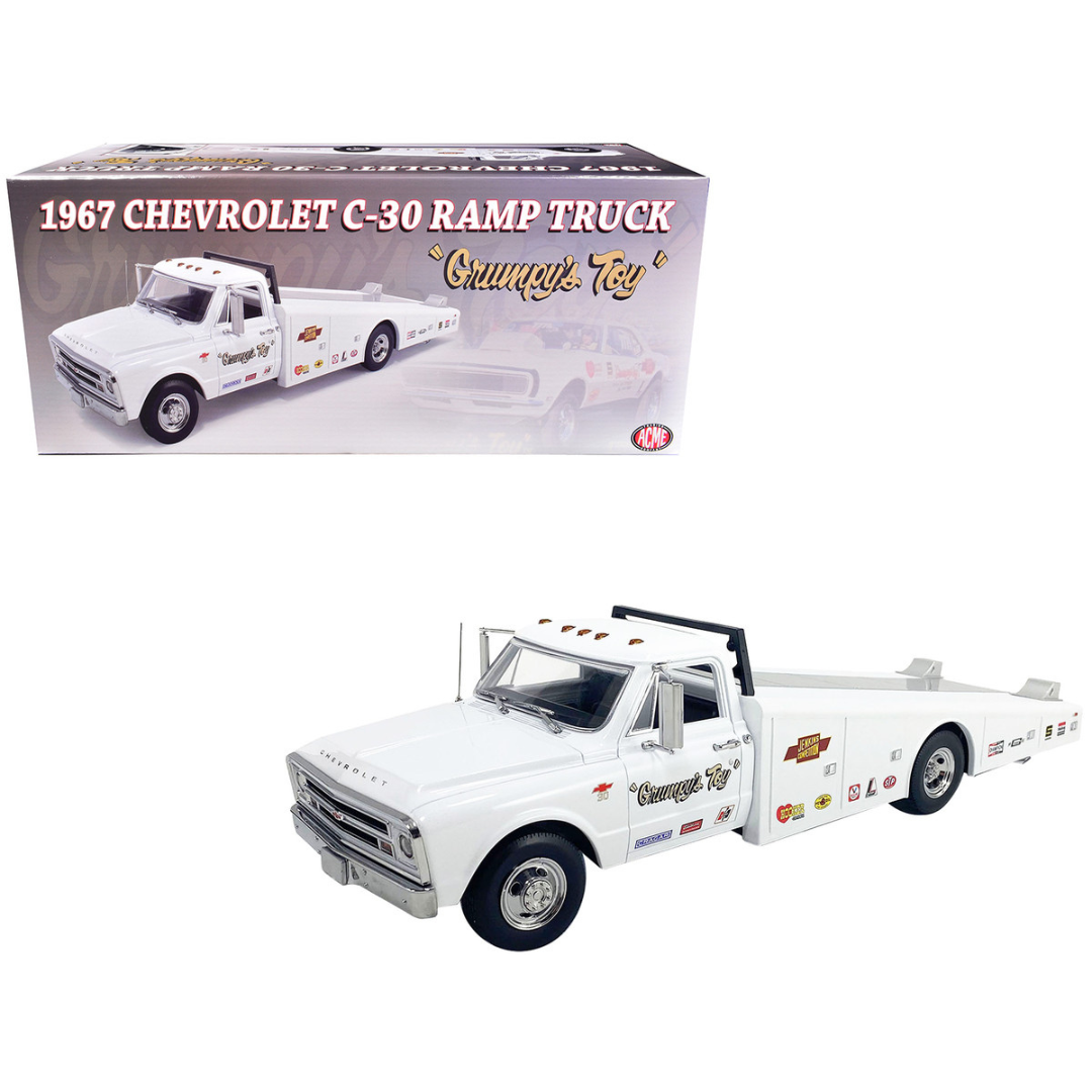 1967 Chevrolet C-30 Ramp Truck White "Grumpy's Toy" Limited Edition to 320 pieces Worldwide 1/18 Diecast Model Car