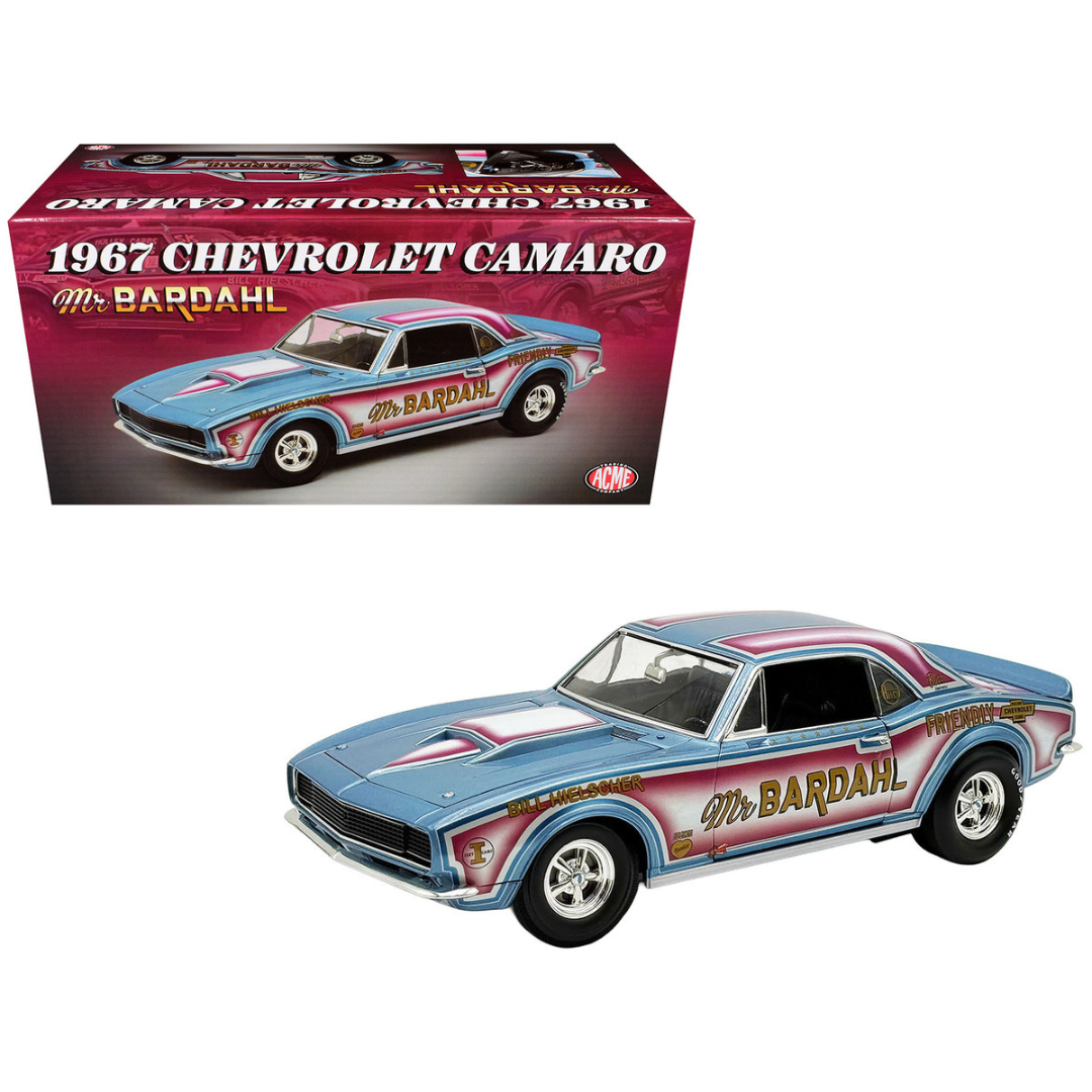 1967 Chevrolet Camaro "Mr. Bardahl Drag Car" Blue Metallic with Red and White Graphics Limited Edition to 312 pieces Worldwide 1/18 Diecast Model Car