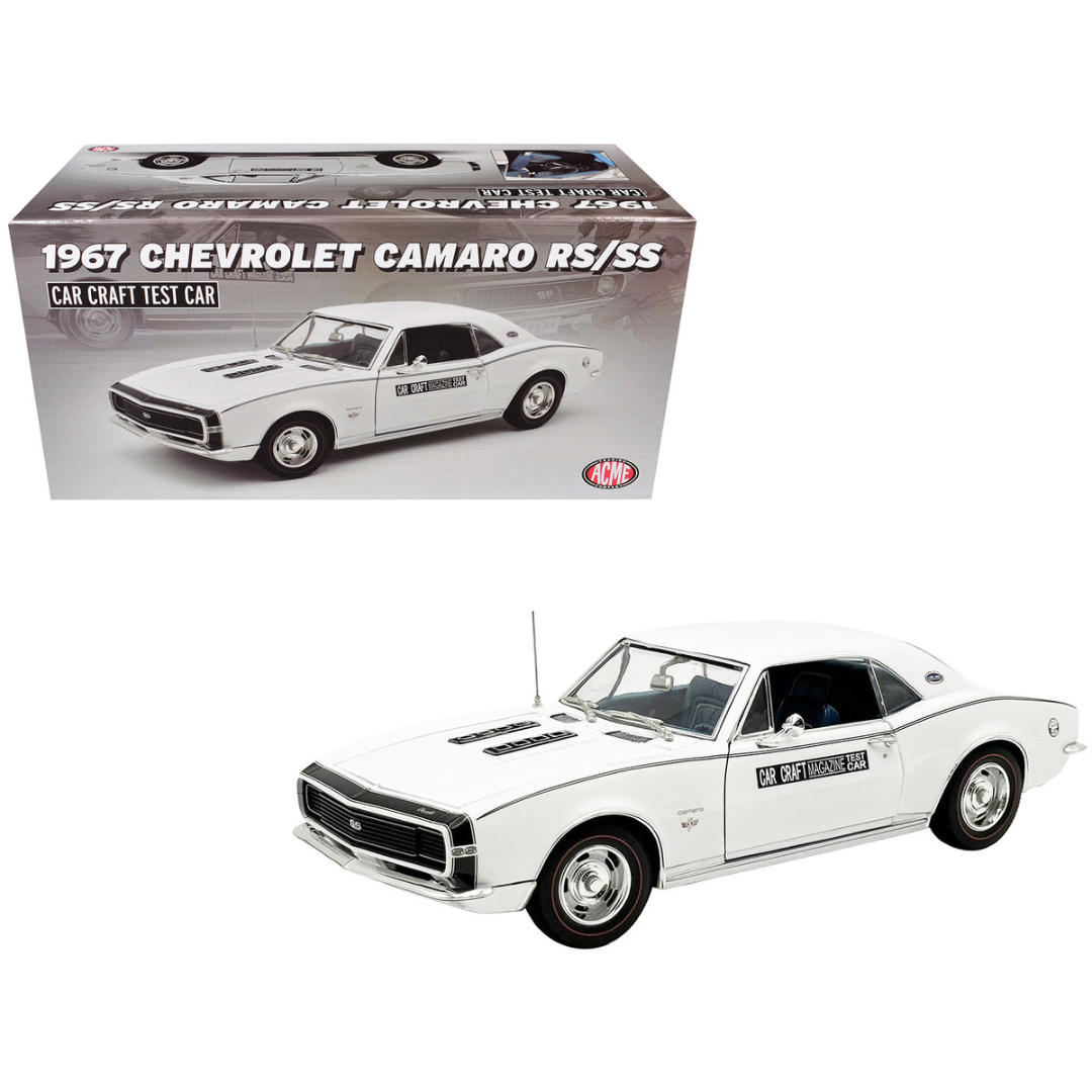 1967 Chevrolet Camaro RS/SS "Car Craft Test Car" White Limited Edition to 180 pieces Worldwide 1/18 Diecast Model Car