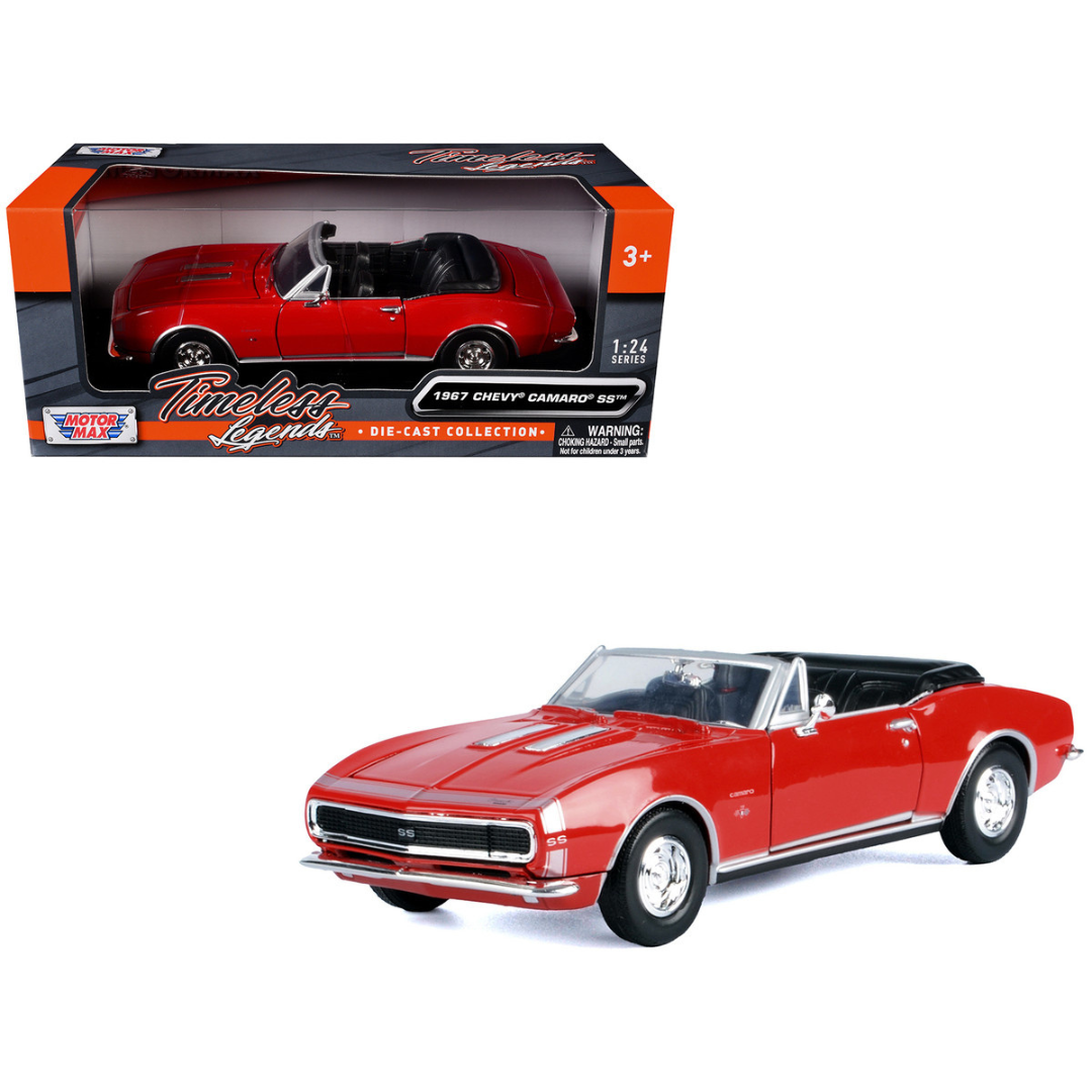 1967 Chevrolet Camaro SS Convertible Burgundy 1/24 Diecast Model Car