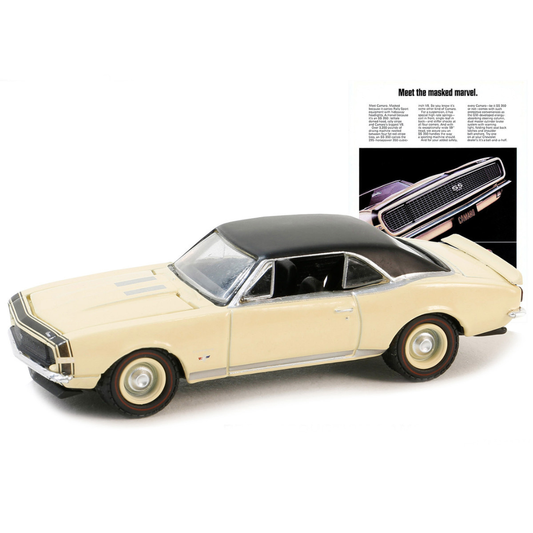 1967 Chevrolet Camaro SS/RS Cream with Black Vinyl Top "Vintage Ad Cars" Series 10 1/64 Diecast Model Car