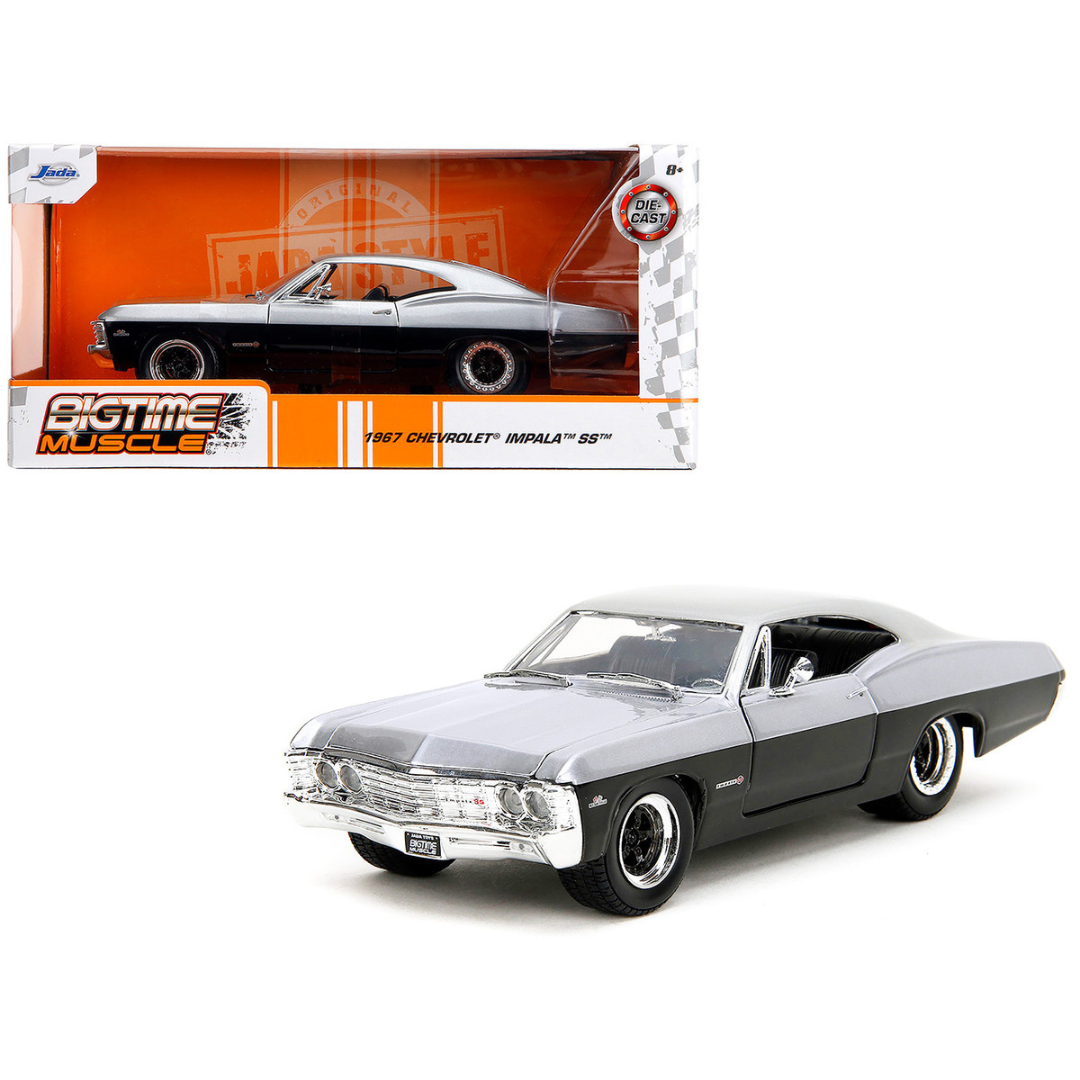 1967 Chevrolet Impala SS Silver Metallic and Black "Bigtime Muscle" Series 1/24 Diecast Model Car