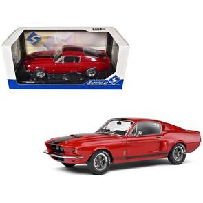 1967 Shelby GT500 Burgundy Red with Black Stripes 1/18 Diecast Model Car