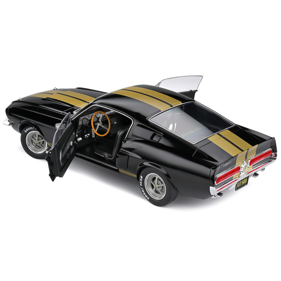 1967-shelby-gt500-black-with-gold-stripes-1-18-diecast-model-car-by-solido