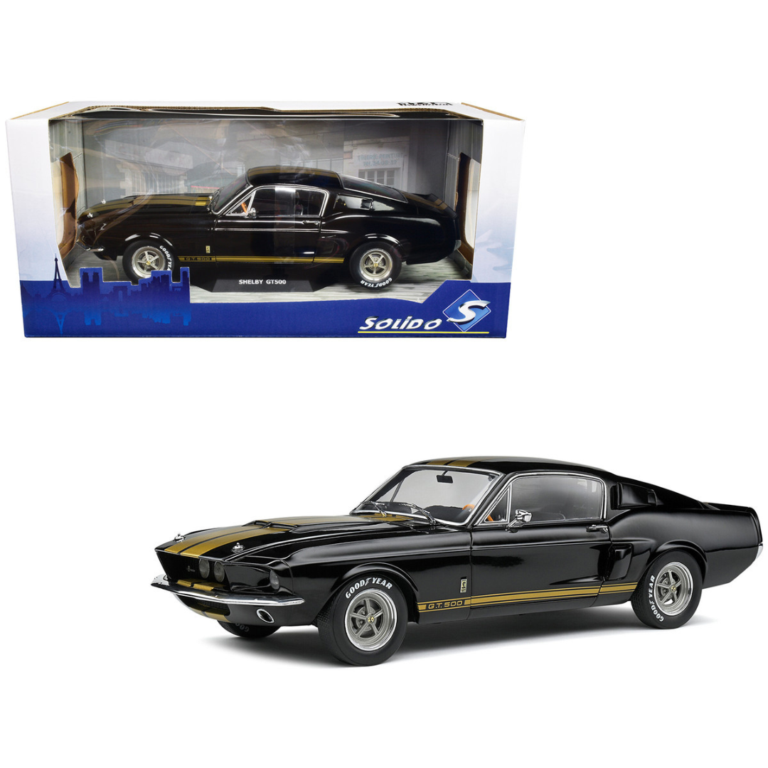 1967-shelby-gt500-black-with-gold-stripes-1-18-diecast-model-car-by-solido