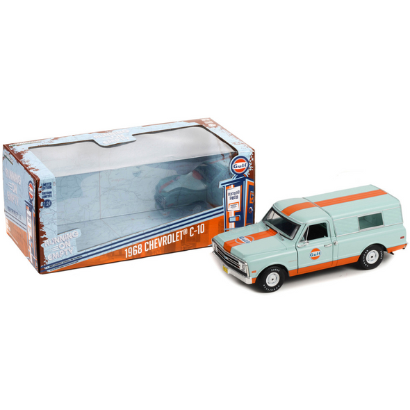 1968-chevrolet-c-10-pickup-truck-light-blue-with-orange-with-camper-shell-gulf-oil-1-24-diecast