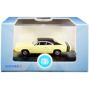 1968 Dodge Charger Light Yellow 1/87 (HO) Scale Diecast Model Car by Oxford Diecast