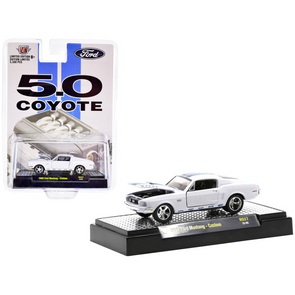 1968 Ford Mustang Custom Platinum Pearl White "5.0 Coyote" 1/64 Diecast Model Car by M2 Machines