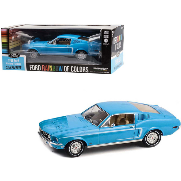 1968-ford-mustang-fastback-sierra-blue-ford-rainbow-of-colors-1-18-diecast