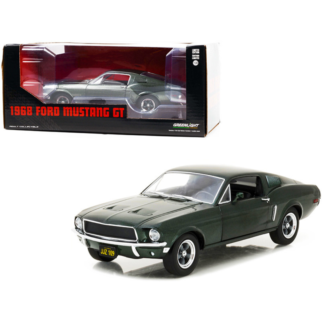 1968 Ford Mustang GT Fastback Highland Green Metallic 1/24 Diecast Model Car by Greenlight