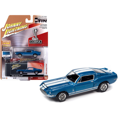 1968 Ford Mustang Shelby GT-350 Acapulco Blue Metallic and Collector Tin 1/64 Diecast