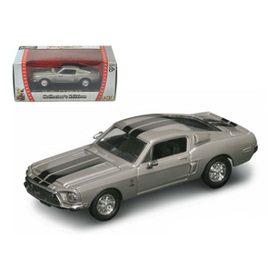 1968 Ford Mustang Shelby GT500 KR Silver with Black Stripes 1/43 Diecast Model Car