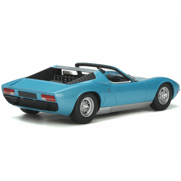 1968 Lamborghini Miura Roadster Light Blue Metallic 1/18 Model Car by GT Spirit