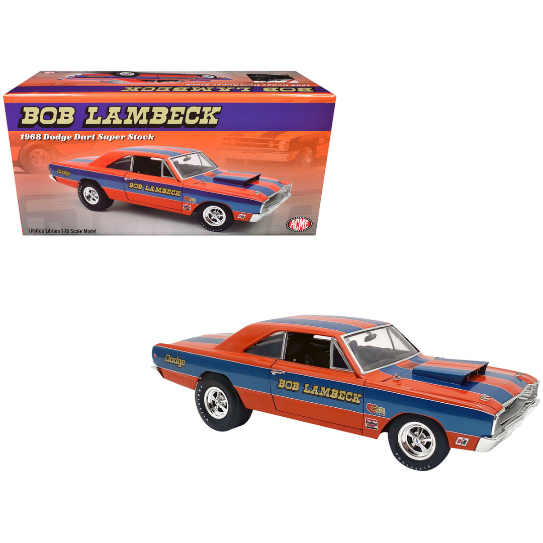 1968 Dodge Dart Super Stock "Bob Lambeck" Blue and Orange Limited Edition to 400 pieces Worldwide 1/18 Diecast Model Car