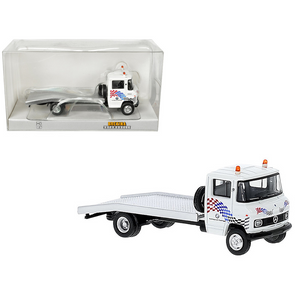 1968 Mercedes-Benz L 608 D Flatbed Truck White with Graphics "BMW Autohaus" 1/87 (HO) Scale Model Car