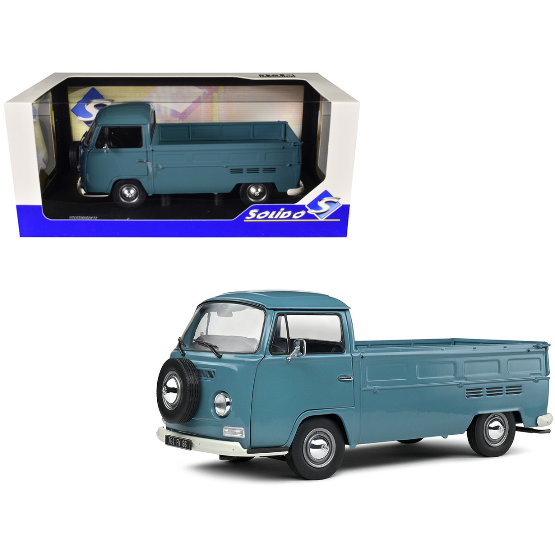 1968 Volkswagen T2 Pickup Truck Petrol Blue 1/18 Diecast Model Car