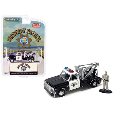 1969 Chevrolet C-30 Dually Wrecker Tow Truck "California Highway Patrol" with Officer 1/64 Diecast