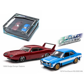 1969 Dodge Charger Daytona and 1974 Ford Escort RS 2000 MkI "The Fast and the Furious" 1/43 Diecast Model Cars by Greenlight