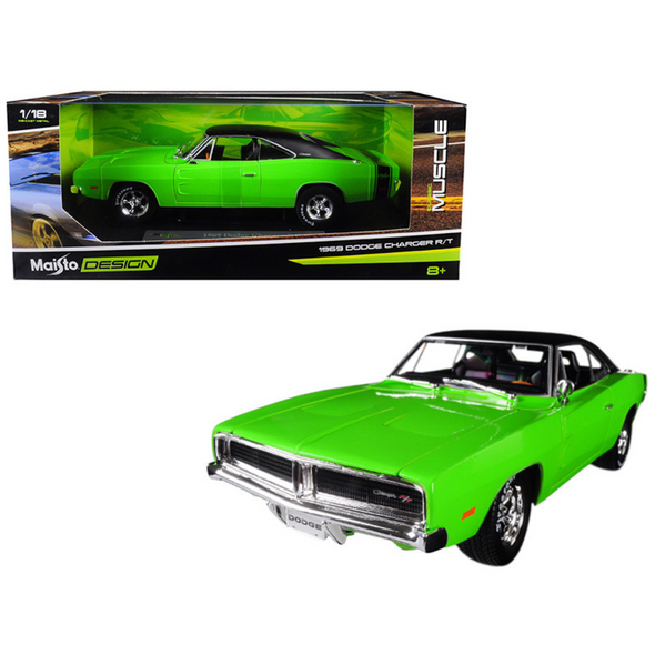 1969 Dodge Charger R/T Green 1/18 Diecast Model Car by Maisto