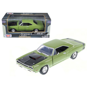 1969-dodge-coronet-super-bee-green-1-24-diecast-model-car-by-motormax