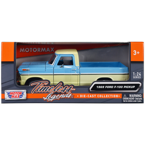 1969 Ford F-100 Pickup Truck Light Blue and Cream 1/24 Diecast Model Car