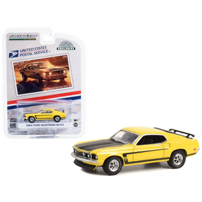 1969 Ford Mustang Boss 302 Yellow "USPS" 1/64 Diecast Model Car by Greenlight