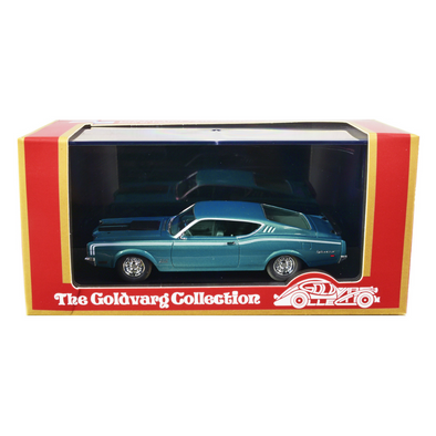 1969 Mercury Cyclone Dark Aqua Blue with Blue Interior and White Stripes Limited Edition to 170 pieces Worldwide 1/43 Model Car by Goldvarg Collection