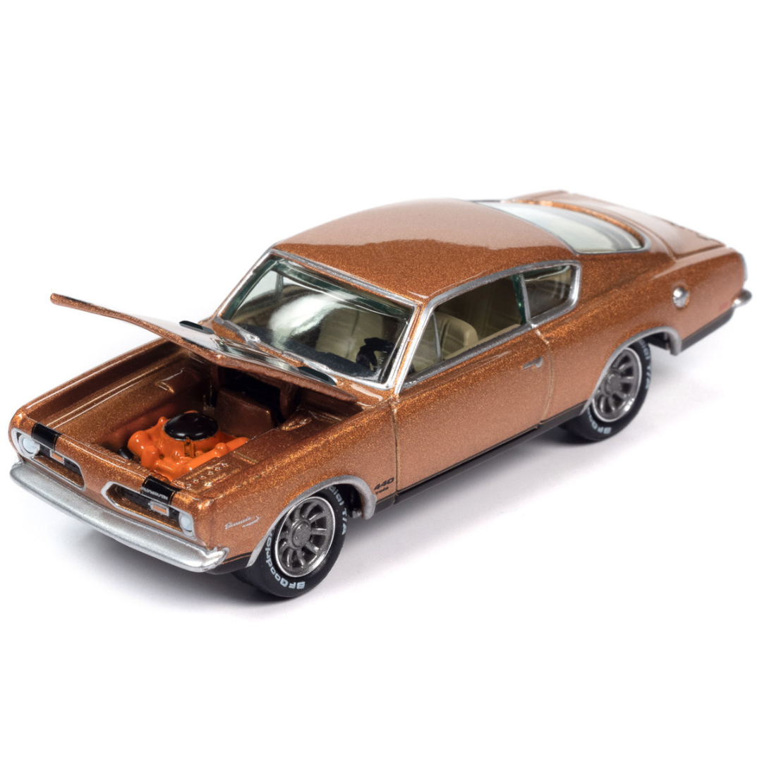 1969 Plymouth Barracuda Bronze Fire Metallic with Black Stripes "Classic Gold Collection" Limited Edition 1/64 Diecast Model Car