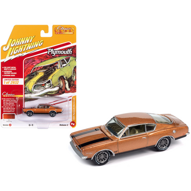 1969 Plymouth Barracuda Bronze Fire Metallic with Black Stripes "Classic Gold Collection" Limited Edition 1/64 Diecast Model Car