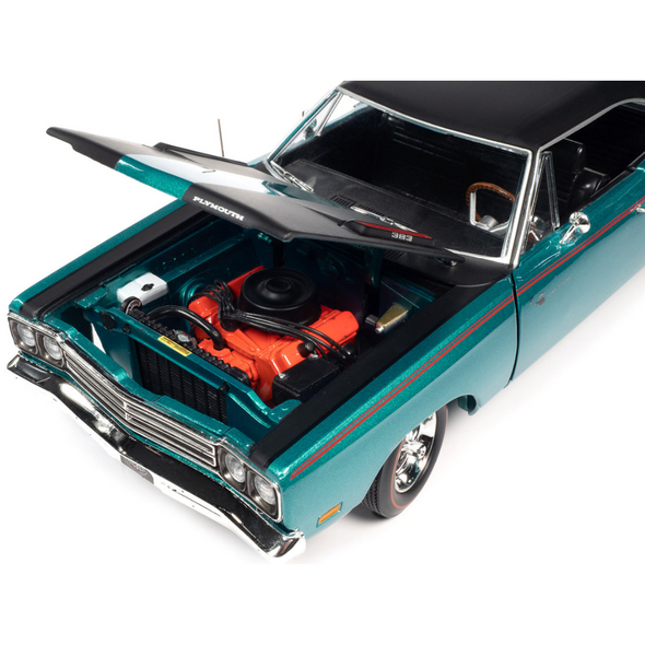 1969 Plymouth Road Runner Seafoam Turquoise 1/18 Diecast Model Car by Auto World