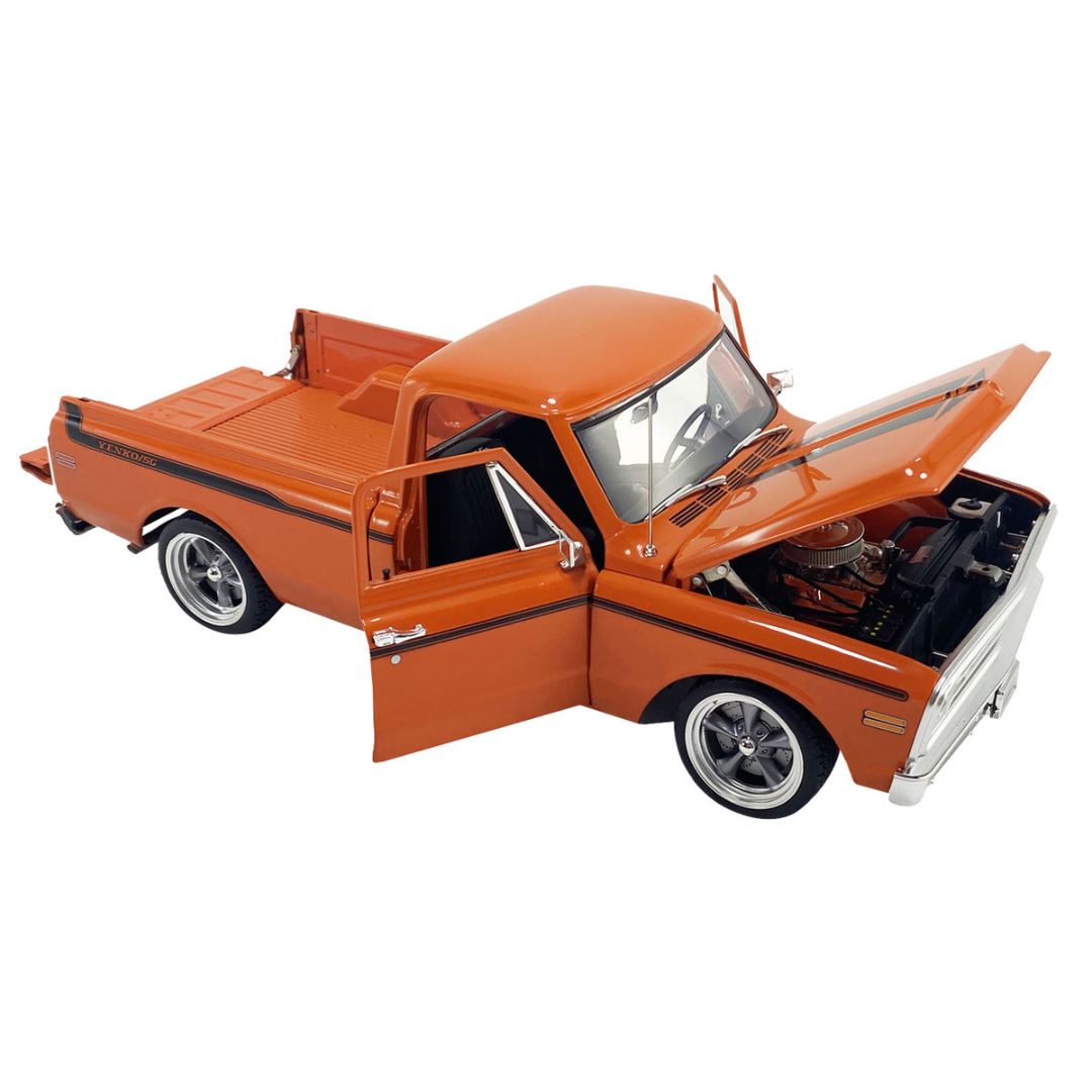 1969 Chevrolet C10 Yenko S/C Custom Pickup Truck Hugger Orange with Black Stripes Limited Edition 1/18 Diecast Model Car