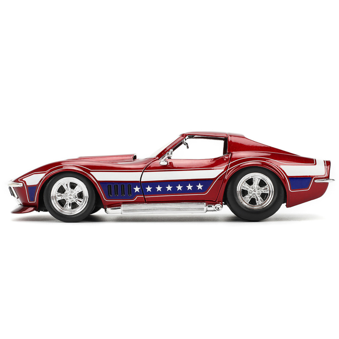 1969 Chevrolet Corvette Stingray ZL1 Red Metallic with Stars and Stripes Graphics "Bigtime Muscle" Series 1/24 Diecast Model Car