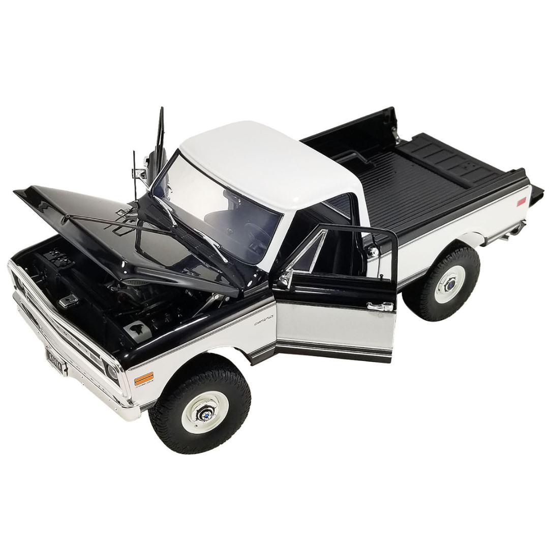 1969 Chevrolet K10 4x4 Pickup Truck Black and White Limited Edition 1/18 Diecast Model Car