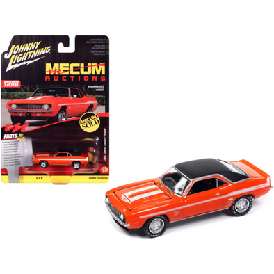 1969 Chevrolet Yenko Camaro Hugger Orange with White Stripes "Mecum Auctions" Limited Edition to 2496 pieces Worldwide "Hobby Exclusive" Series 1/64 Diecast Model Car by Johnny Lightning
