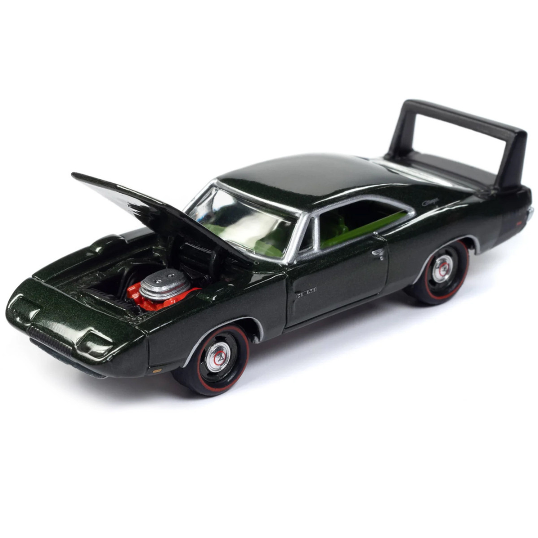 1969 Dodge Charger Daytona Dark Green Metallic with Green Interior "Mecum Auctions" Pop Culture 2024 Release 1 1/64 Diecast Model Car