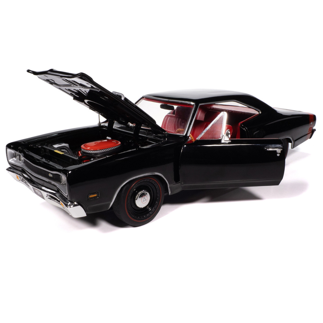 1969 Dodge Coronet Super Bee "Muscle Car & Corvette Nationals" (MCACN) Black with Red Interior "American Muscle" Series 1/18 Diecast Model Car