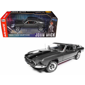 1969 Ford Mustang Dark Gray Metallic with Black Stripes "John Wick" (2014) Movie "Silver Screen Machines" Series 1/18 Diecast Model Car
