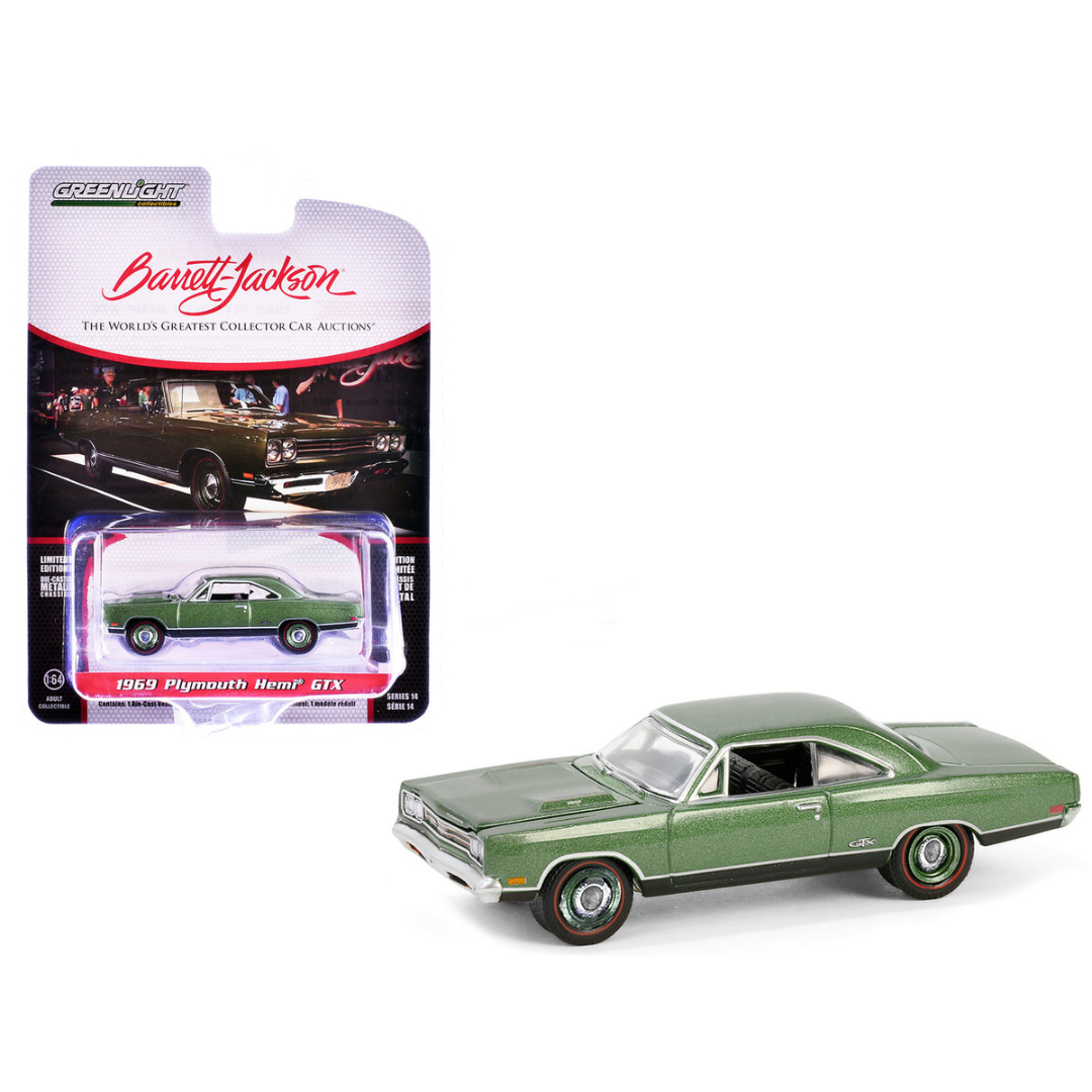 1969 Plymouth HEMI GTX F8 Ivy Green Metallic (Palm Beach 2023) Barrett Jackson "Scottsdale Edition" Series 14 1/64 Diecast Model Car