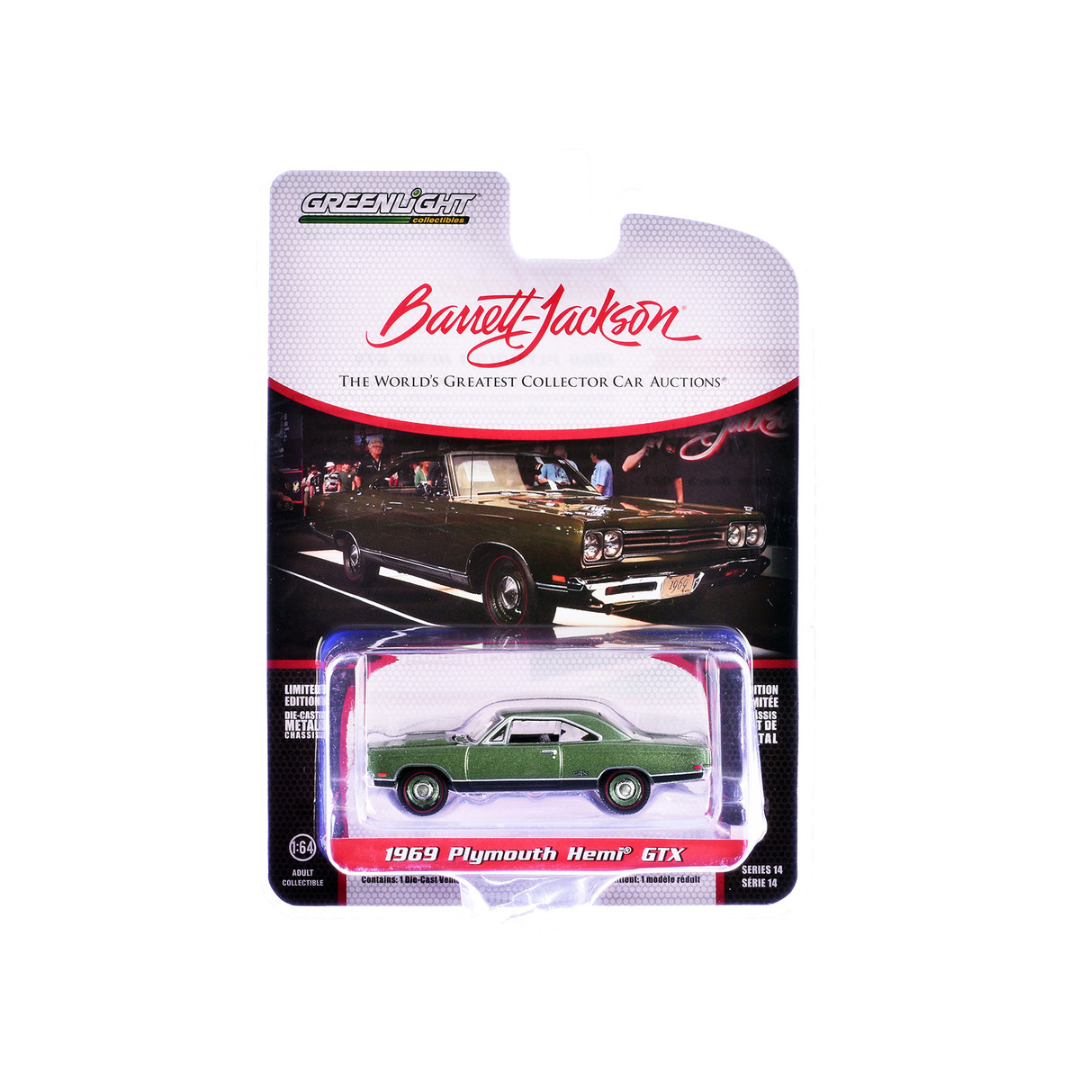 1969 Plymouth HEMI GTX F8 Ivy Green Metallic (Palm Beach 2023) Barrett Jackson "Scottsdale Edition" Series 14 1/64 Diecast Model Car