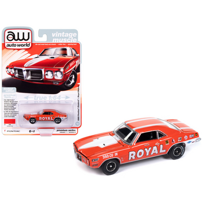 1969 Pontiac Firebird Royal Bobcat Carousel Red with White Stripes and Graphics "Vintage Muscle" Limited Edition 1/64 Diecast Model Car