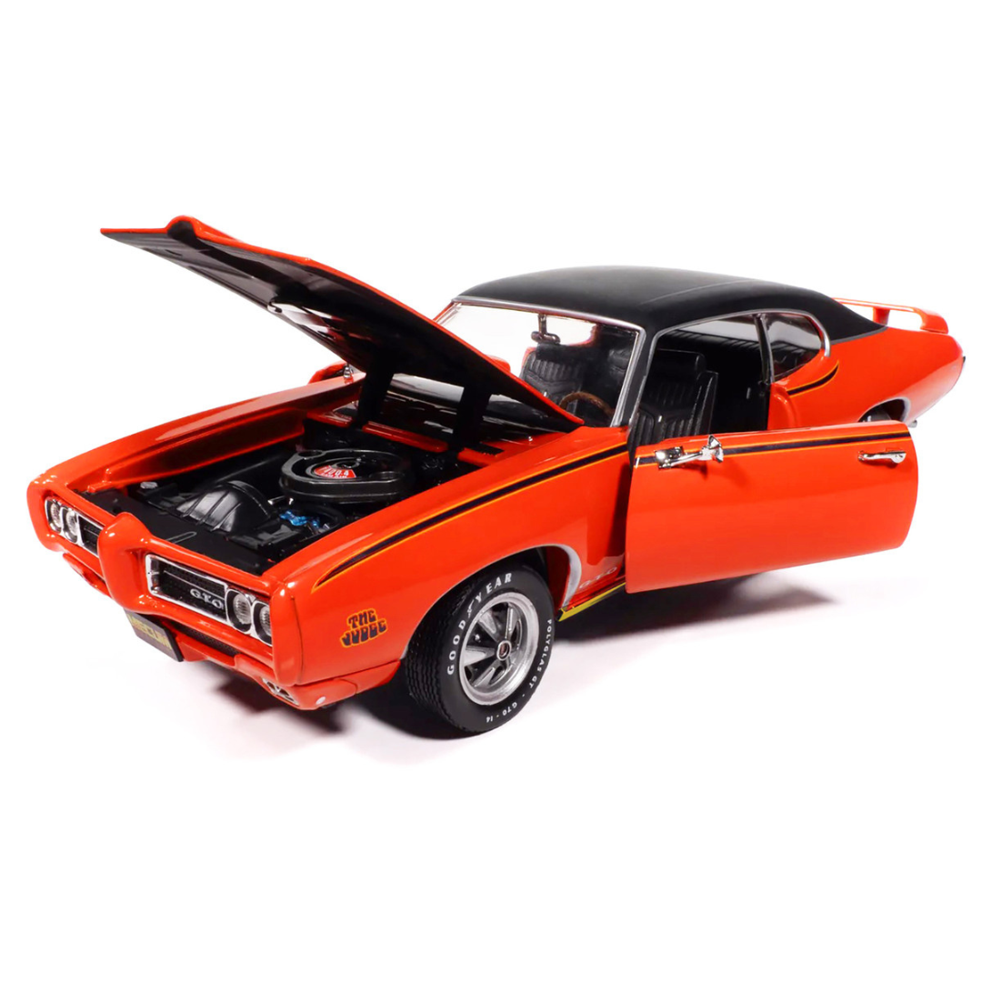 1969 Pontiac GTO Judge Carousel Red with Black Stripes and Black Vinyl Top "Mecum Auctions" "American Muscle" Series 1/18 Diecast Model Car