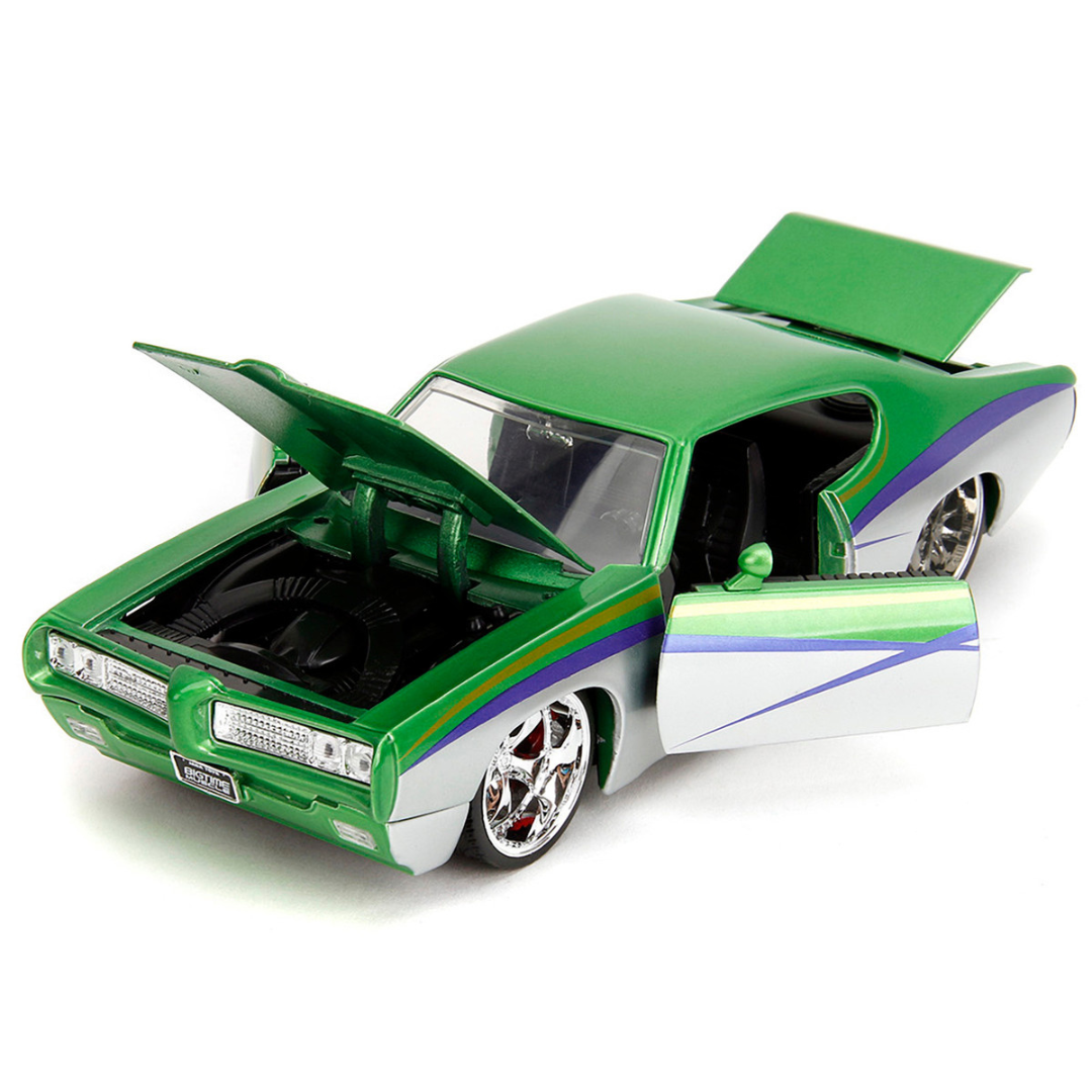 1969 Pontiac GTO Judge Green Metallic and Silver with Stripes "Bigtime Muscle" Series 1/24 Diecast Model Car