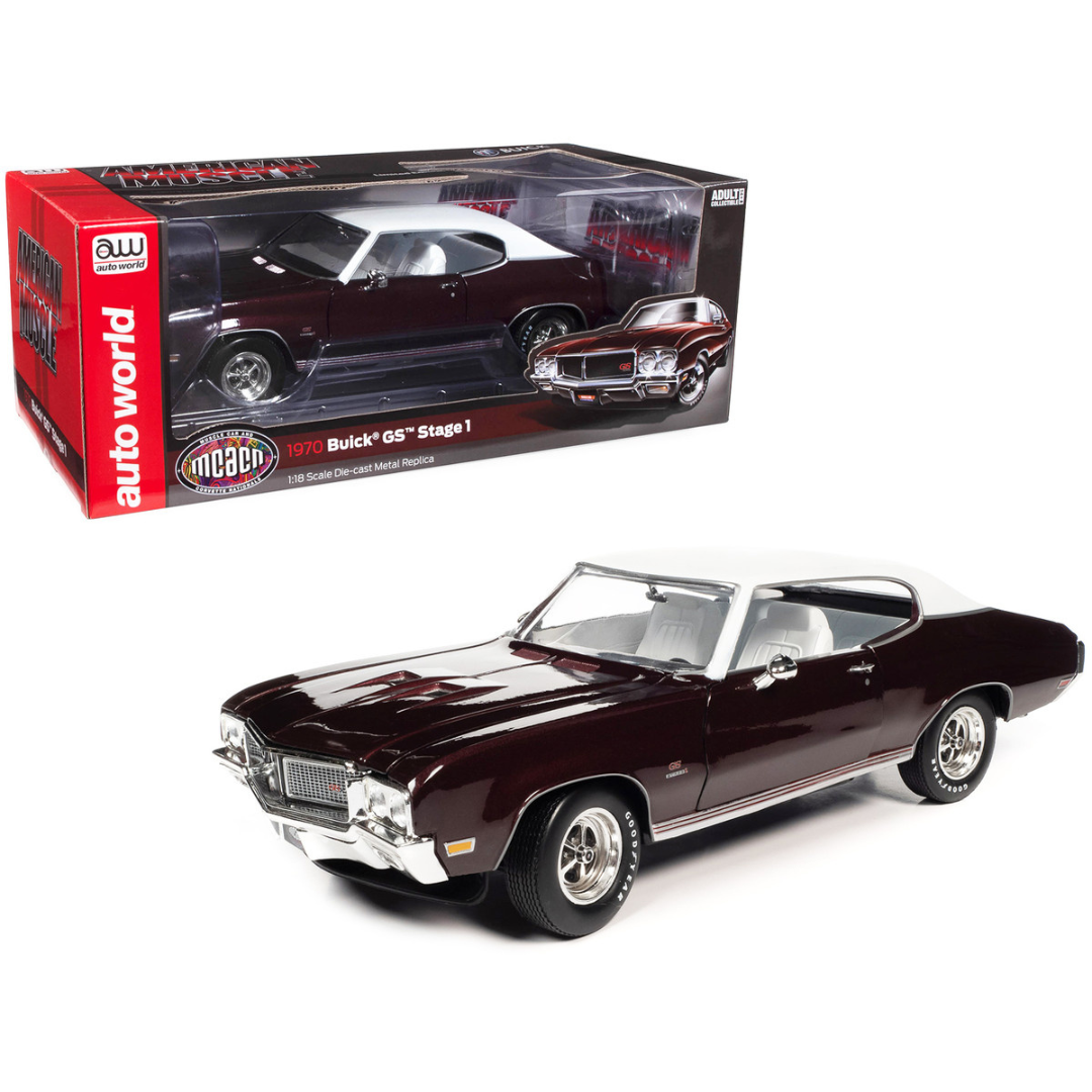 1970-buick-gs-stage-1-burgundy-mist-metallic-mcacn-1-18-diecast-model-car-by-auto-world