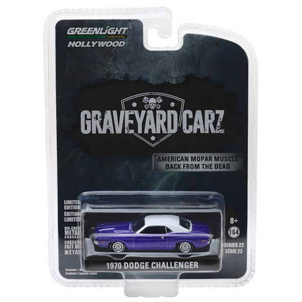 1970-dodge-challenger-purple-graveyard-carz-2012-1-64-diecast-model-car-by-greenlight
