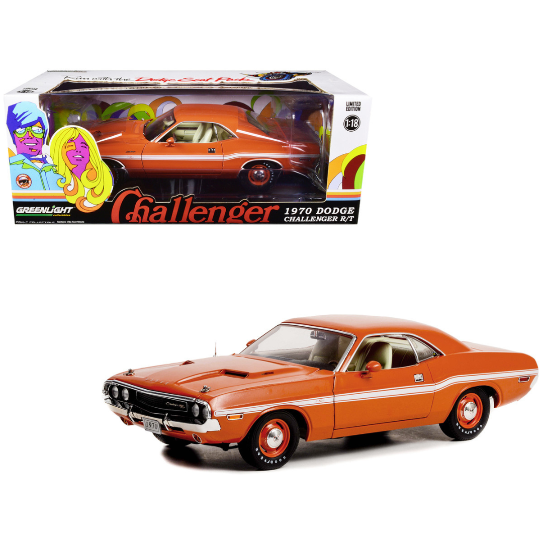 1970 Dodge Challenger R T Go Mango Orange 1 18 Diecast Model Car by Greenlight