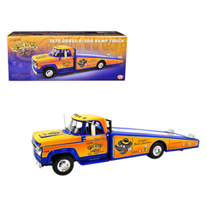 1970 Dodge D-300 Ramp Truck Orange and Blue with Graphics "The Original Rat Trap" Limited Edition to 332 pieces Worldwide 1/18 Diecast Model Car by ACME