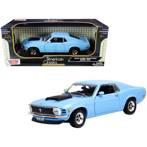 1970 Ford Mustang Boss 429 Light Blue 1/18 Diecast Model Car by Motormax