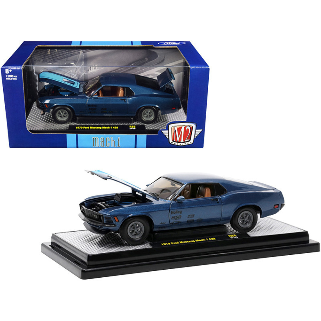 1970-ford-mustang-mach-1-428-dark-blue-metallic-with-bright-blue-stripes-1-24-diecast