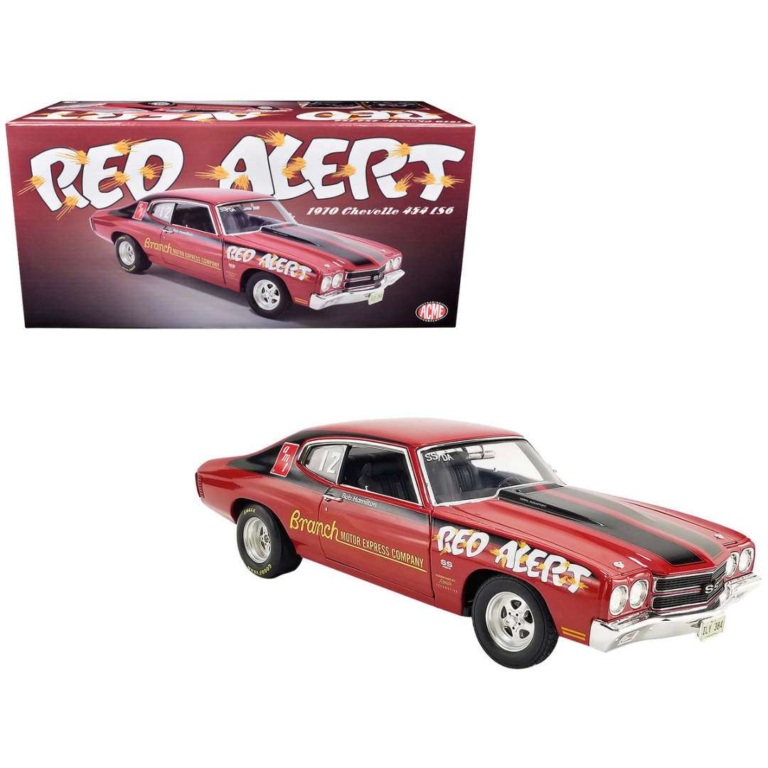 1970 Chevrolet Chevelle 454 LS6 "Red Alert" Red with Black Stripes Limited Edition 1/18 Diecast Model Car