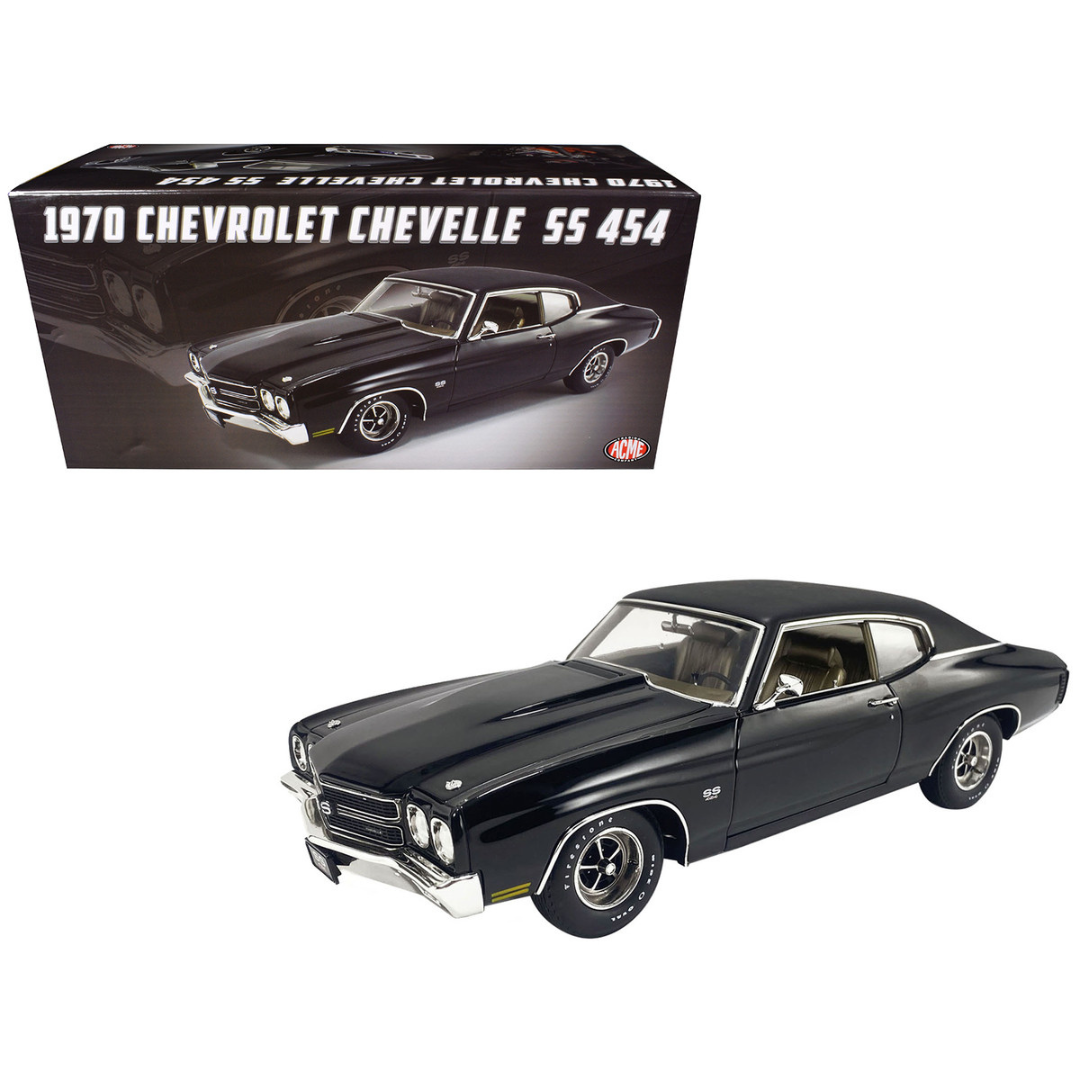 1970 Chevrolet Chevelle SS 454 Tuxedo Black with Gold Interior Limited Edition 1/18 Diecast Model Car